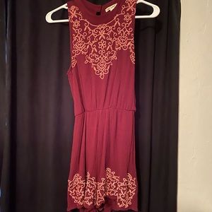 Burgundy high neck romper